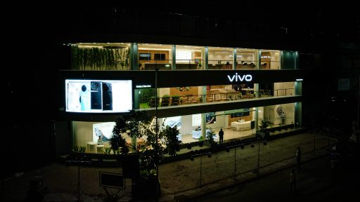 vivo flagship store's night view in Ahmedabad